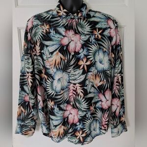 Tommy Bahama Linen Long Sleeve Button Up Shirt SAMPLE Men's Medium Floral...